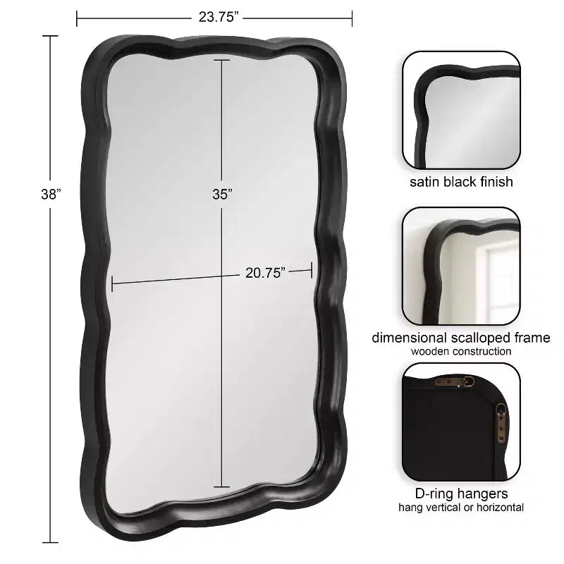 Miroir mural festonné Hatherleig 23,5 x 38 - Kate & Laurel All Things Decor