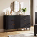 Commode 5 tiroirs cannelés ondulés pour chambre à coucher, commode en bois moderne avec tiroirs larges, commode en bois pour chambre d'enfant avec pieds en métal pour couloir entrée