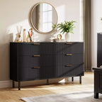 Commode 5 tiroirs cannelés ondulés pour chambre à coucher, commode en bois moderne avec tiroirs larges, commode en bois pour chambre d'enfant avec pieds en métal pour couloir entrée