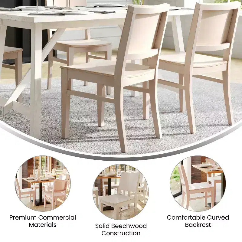 Chaise de salle à manger commerciale Flash Furniture Naples en bois massif avec dossier incurvé