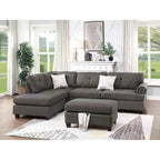 Ensemble de canapé d'angle en tissu 3 pièces Poundex avec pouf de rangement