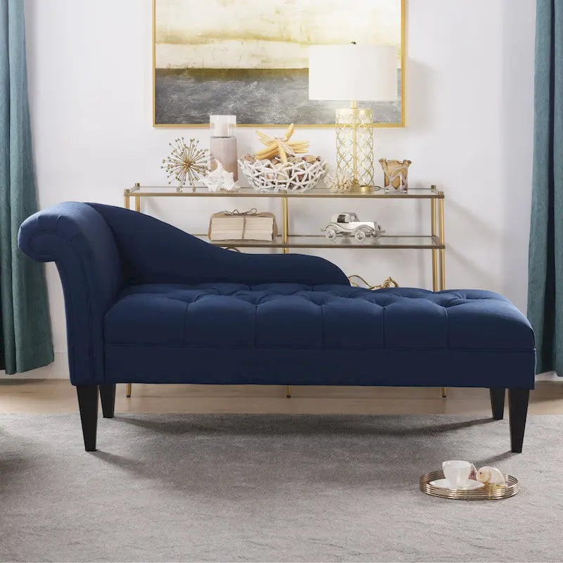 Chaise longue capitonnée à accoudoirs roulés du milieu du siècle, 64 po