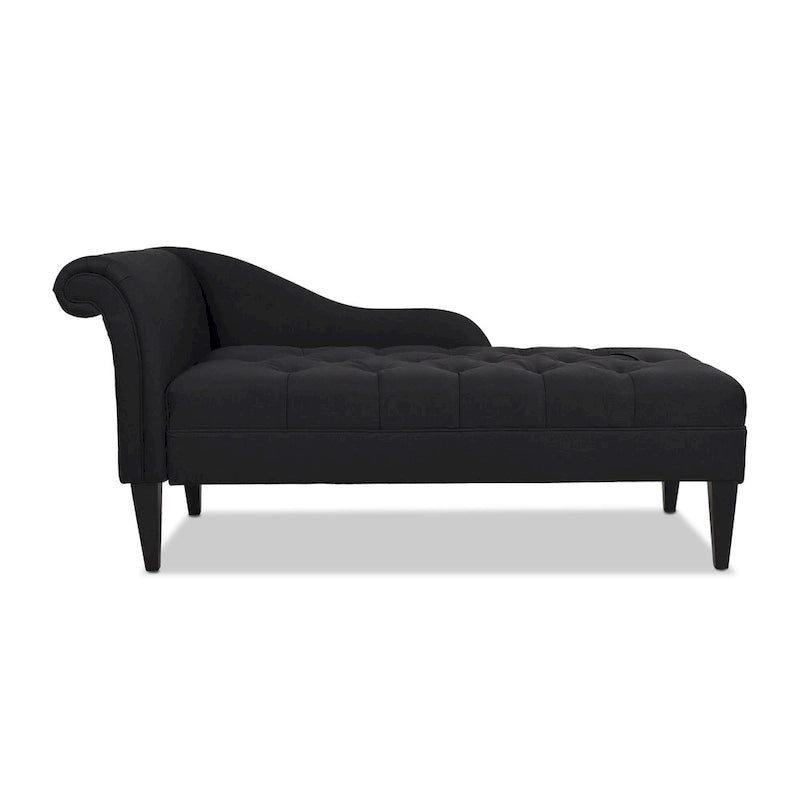 Chaise longue capitonnée à accoudoirs roulés du milieu du siècle, 64 po
