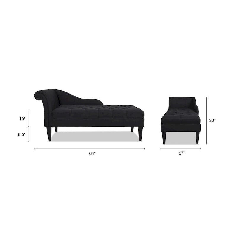 Chaise longue capitonnée à accoudoirs roulés du milieu du siècle, 64 po