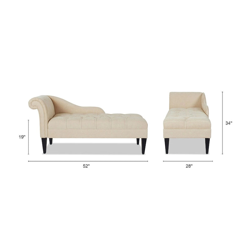 Chaise longue capitonnée à accoudoirs roulés du milieu du siècle, 64 po