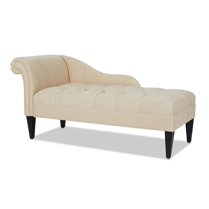 Chaise longue capitonnée à accoudoirs roulés du milieu du siècle, 64 po