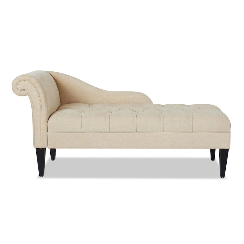 Chaise longue capitonnée à accoudoirs roulés du milieu du siècle, 64 po