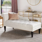 Chaise longue capitonnée à accoudoirs roulés du milieu du siècle, 64 po