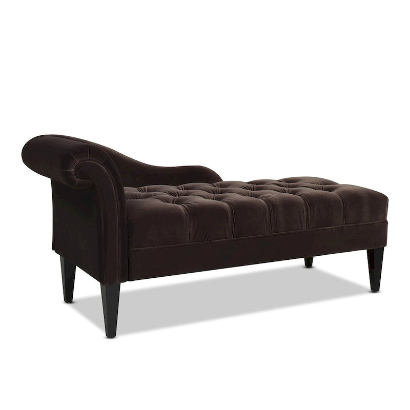Chaise longue capitonnée à accoudoirs roulés du milieu du siècle, 64 po