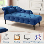 Chaise longue en velours 61 po avec 1 oreiller et garniture cloutée