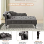 Chaise longue en velours 61 po avec 1 oreiller et garniture cloutée