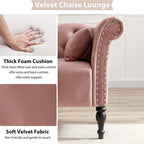 Chaise longue en velours 61 po avec 1 oreiller et garniture cloutée