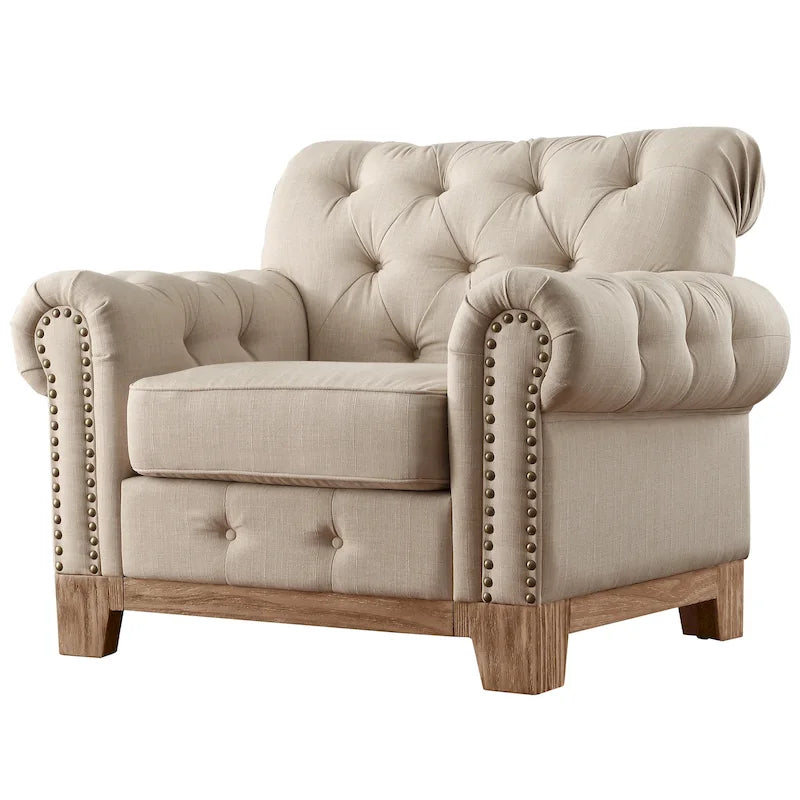 Fauteuil capitonné Chesterfield Greenwich avec clous décoratifs par iNSPIRE Q Artisan