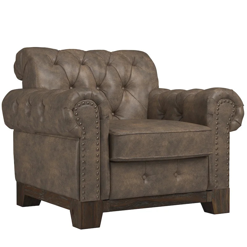Fauteuil capitonné Chesterfield Greenwich avec clous décoratifs par iNSPIRE Q Artisan