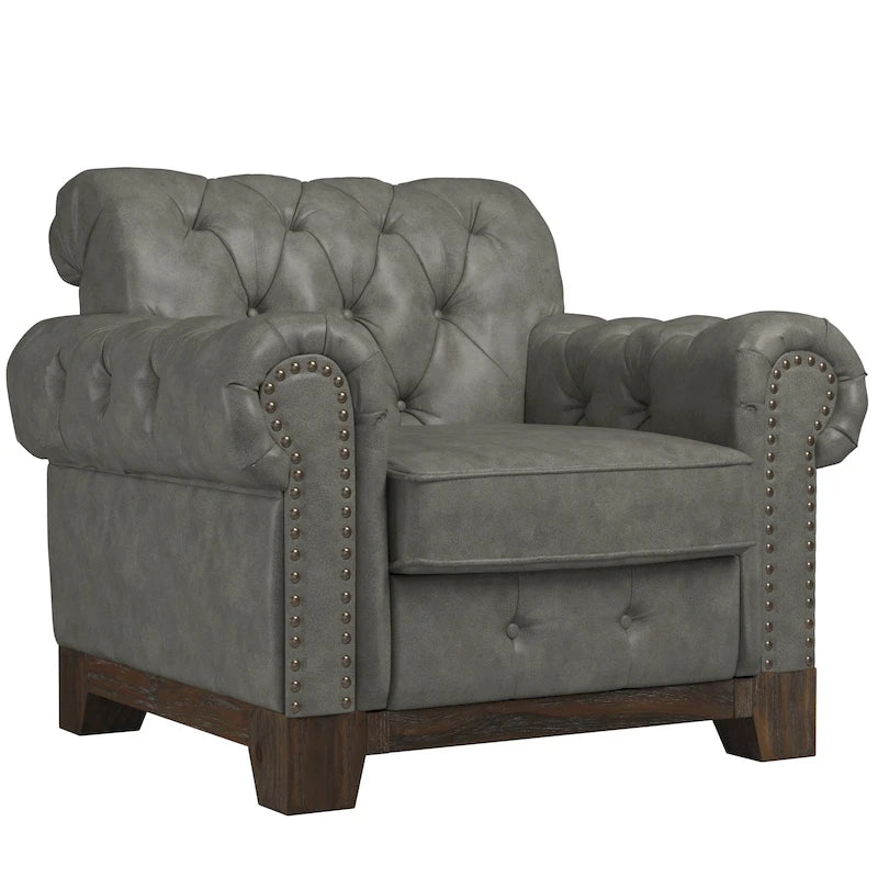 Fauteuil capitonné Chesterfield Greenwich avec clous décoratifs par iNSPIRE Q Artisan