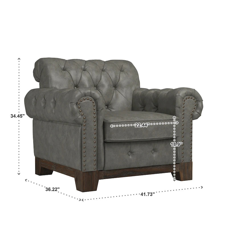 Fauteuil capitonné Chesterfield Greenwich avec clous décoratifs par iNSPIRE Q Artisan