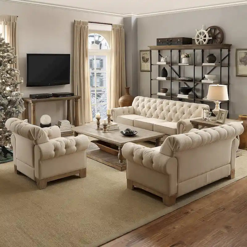 Fauteuil capitonné Chesterfield Greenwich avec clous décoratifs par iNSPIRE Q Artisan