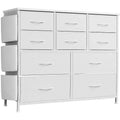 Commode, Tour de rangement à 10 tiroirs - Meuble TV avec bacs en tissu, cadre en acier, plateau en bois pour chambre à coucher, chambre d'enfant