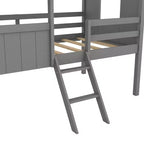 Lit cabane mezzanine en bois pour enfant, format simple, avec deux fenêtres latérales, 4L - ModernLuxe