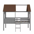 Lit cabane mezzanine en bois pour enfant, format simple, avec deux fenêtres latérales, 4L - ModernLuxe
