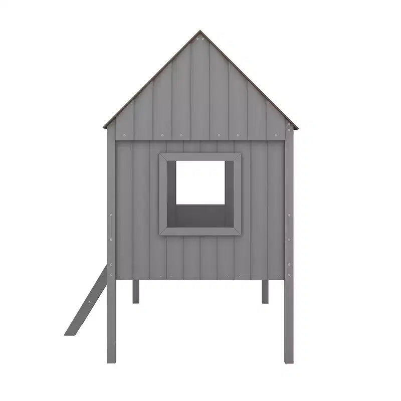 Lit cabane mezzanine en bois pour enfant, format simple, avec deux fenêtres latérales, 4L - ModernLuxe