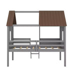 Lit cabane mezzanine en bois pour enfant, format simple, avec deux fenêtres latérales, 4L - ModernLuxe