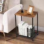 Lot de 2 petites tables d'appoint à 2 niveaux avec étagère de rangement ouverte