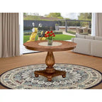 Table à manger moderne - plateau de table de cuisine rond avec base piédestal, 122x122 cm