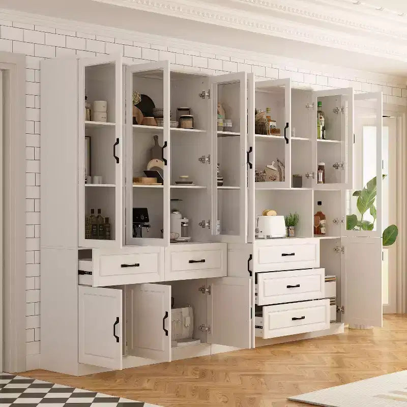 Famapy Grande Armoire de Rangement Combo Portes en Verre Armoires Modulaires