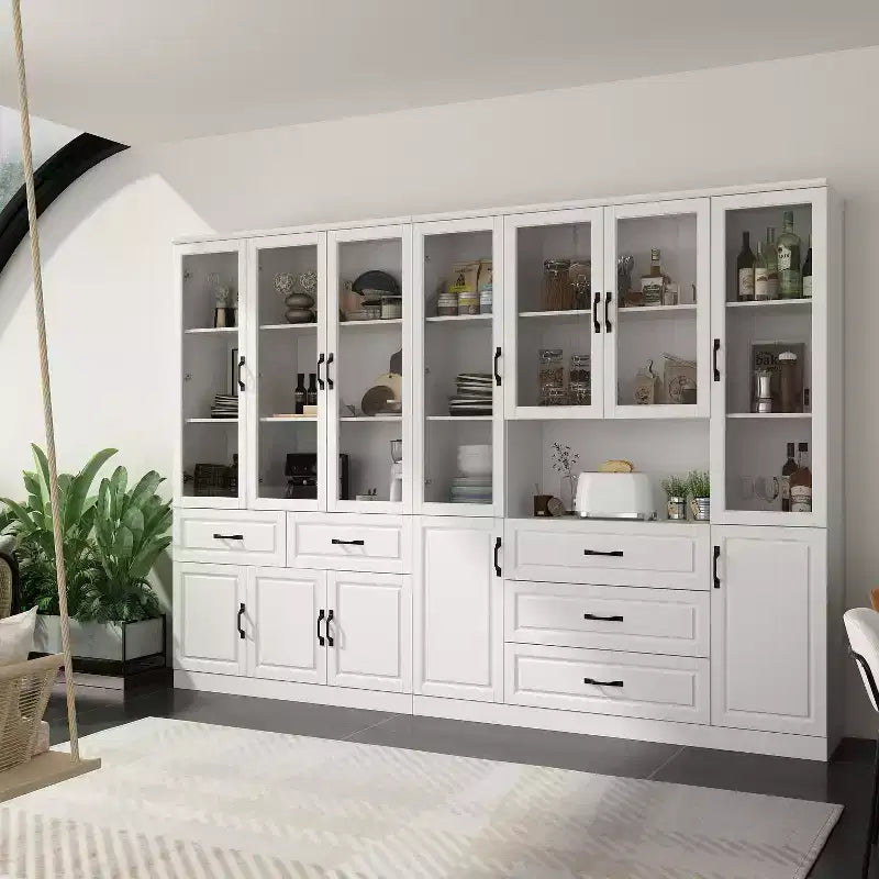 Famapy Grande Armoire de Rangement Combo Portes en Verre Armoires Modulaires