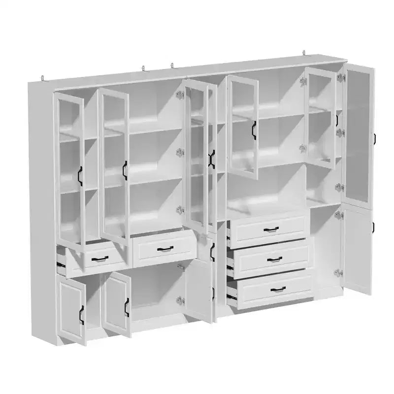Famapy Grande Armoire de Rangement Combo Portes en Verre Armoires Modulaires
