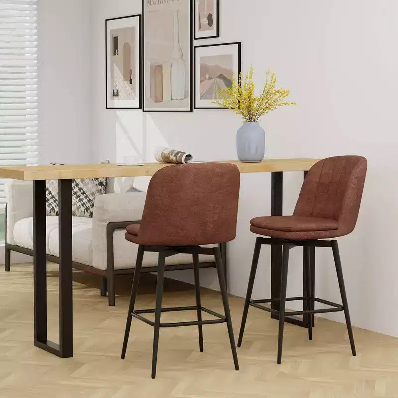 Costway Tabourets de Bar Pivotants Lot de 2/4, Hauteur 68 cm, avec Siège Rembourré, Pieds en Métal et Repose-Pieds