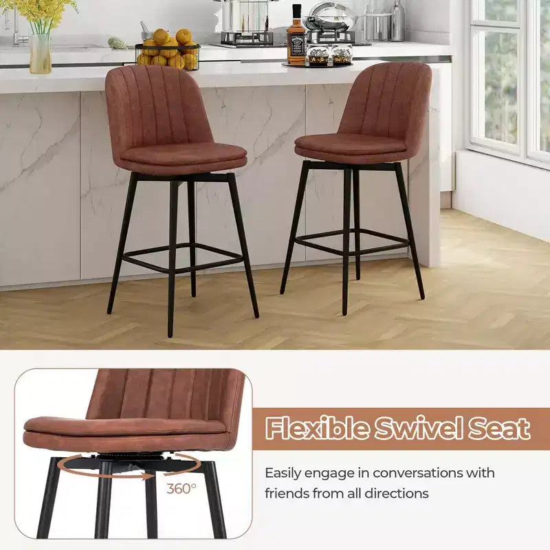 Costway Tabourets de Bar Pivotants Lot de 2/4, Hauteur 68 cm, avec Siège Rembourré, Pieds en Métal et Repose-Pieds
