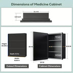Keonjinn Armoire à pharmacie encastrable/à montage en surface rectangulaire à cadre métallique de 61 cm (24 po) de largeur x 91,4 cm (36 po) de hauteur avec miroir