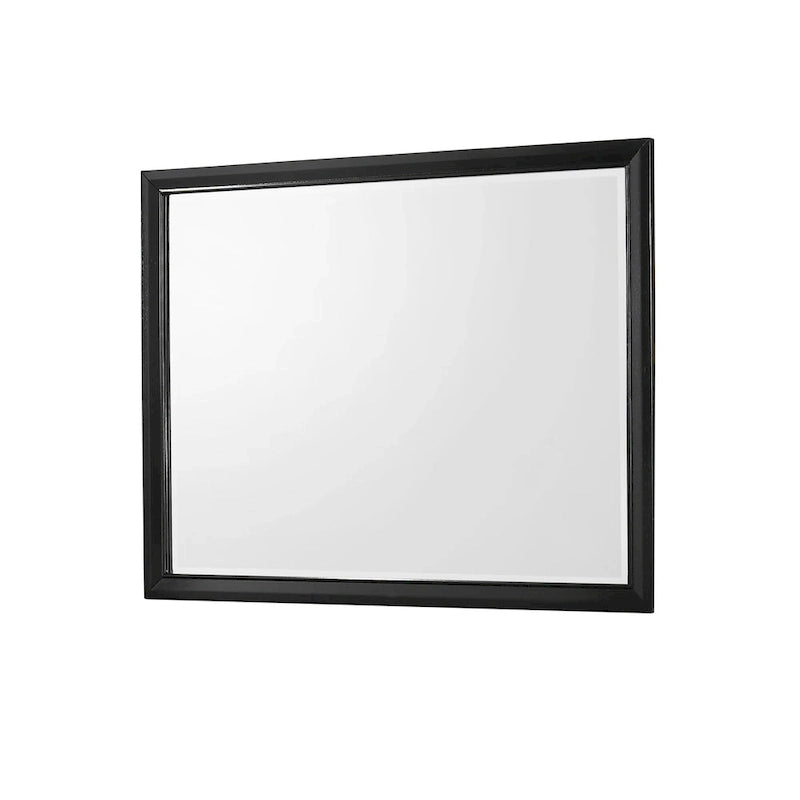 Ensemble de chambre à coucher Nathalie 4 pièces avec panneau capitonné et éclairage LED noir en tissu