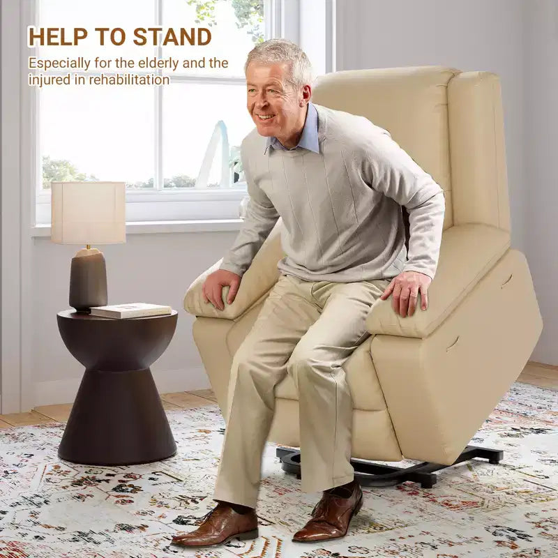 Fauteuil inclinable électrique - Chaleur et massage, fauteuil inclinable électrique robuste en cuir PU pour personnes âgées et à mobilité réduite, dossier et jambes réglables