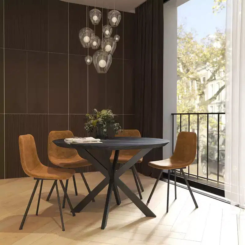 LeisureMod Markley, lot de 4 chaises de salle à manger modernes en cuir avec pieds en métal, assise rembourrée, design élégant pour cuisine, salle à manger, bureau ou salon