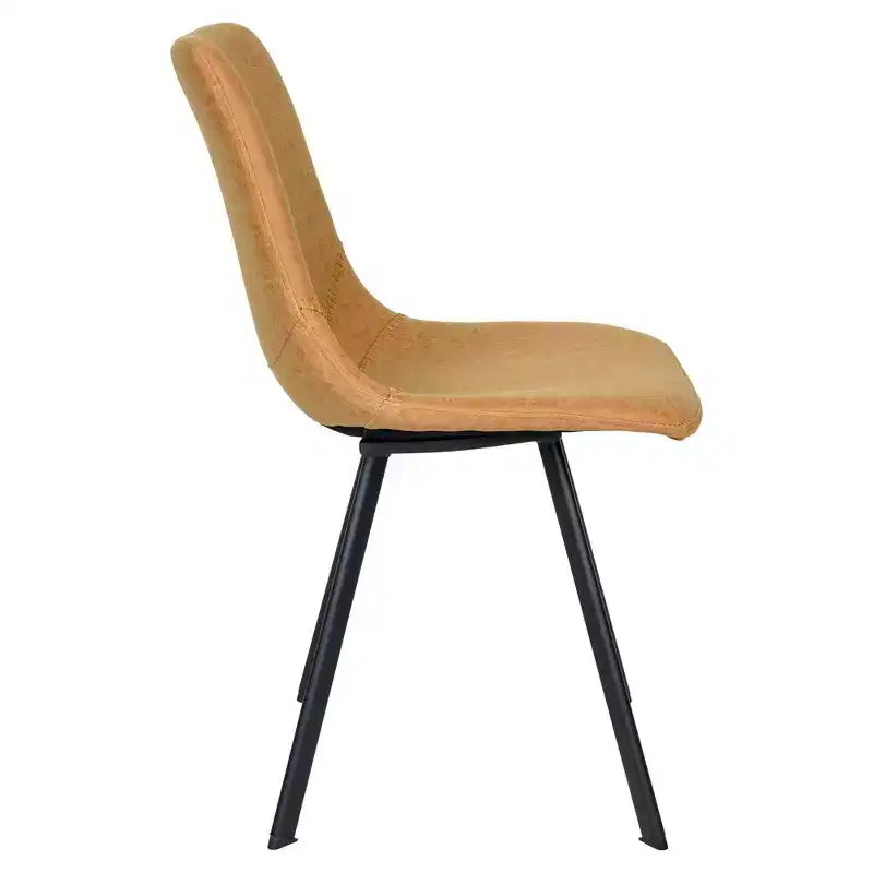 LeisureMod Markley, lot de 4 chaises de salle à manger modernes en cuir avec pieds en métal, assise rembourrée, design élégant pour cuisine, salle à manger, bureau ou salon