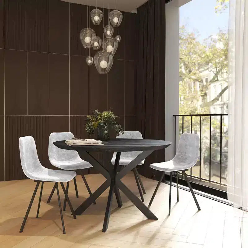 LeisureMod Markley, lot de 4 chaises de salle à manger modernes en cuir avec pieds en métal, assise rembourrée, design élégant pour cuisine, salle à manger, bureau ou salon