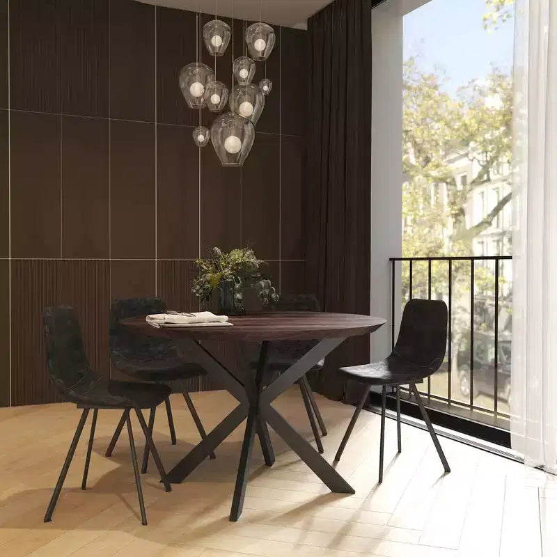 LeisureMod Markley, lot de 4 chaises de salle à manger modernes en cuir avec pieds en métal, assise rembourrée, design élégant pour cuisine, salle à manger, bureau ou salon