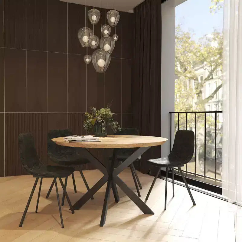 LeisureMod Markley, lot de 4 chaises de salle à manger modernes en cuir avec pieds en métal, assise rembourrée, design élégant pour cuisine, salle à manger, bureau ou salon