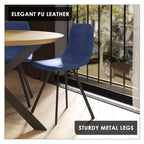 LeisureMod Markley, lot de 4 chaises de salle à manger modernes en cuir avec pieds en métal, assise rembourrée, design élégant pour cuisine, salle à manger, bureau ou salon