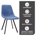 LeisureMod Markley, lot de 4 chaises de salle à manger modernes en cuir avec pieds en métal, assise rembourrée, design élégant pour cuisine, salle à manger, bureau ou salon