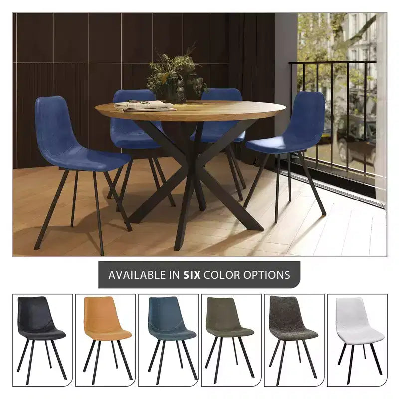 LeisureMod Markley, lot de 4 chaises de salle à manger modernes en cuir avec pieds en métal, assise rembourrée, design élégant pour cuisine, salle à manger, bureau ou salon
