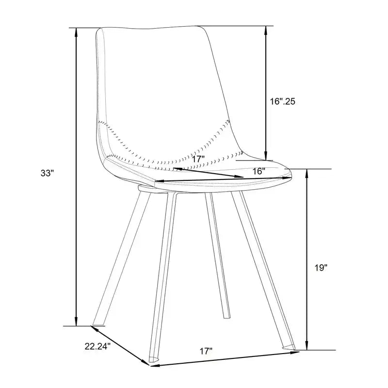 LeisureMod Markley, lot de 4 chaises de salle à manger modernes en cuir avec pieds en métal, assise rembourrée, design élégant pour cuisine, salle à manger, bureau ou salon