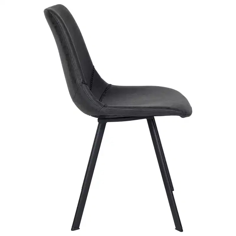 LeisureMod Markley, lot de 4 chaises de salle à manger modernes en cuir avec pieds en métal, assise rembourrée, design élégant pour cuisine, salle à manger, bureau ou salon