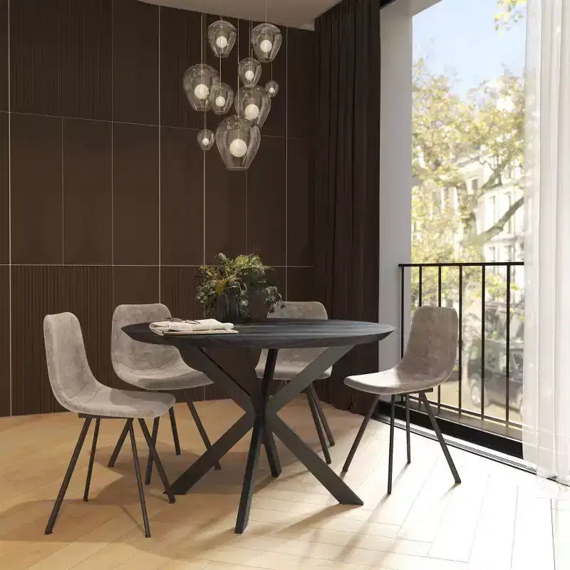 LeisureMod Markley, lot de 4 chaises de salle à manger modernes en cuir avec pieds en métal, assise rembourrée, design élégant pour cuisine, salle à manger, bureau ou salon