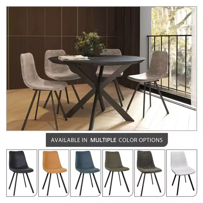 LeisureMod Markley, lot de 4 chaises de salle à manger modernes en cuir avec pieds en métal, assise rembourrée, design élégant pour cuisine, salle à manger, bureau ou salon