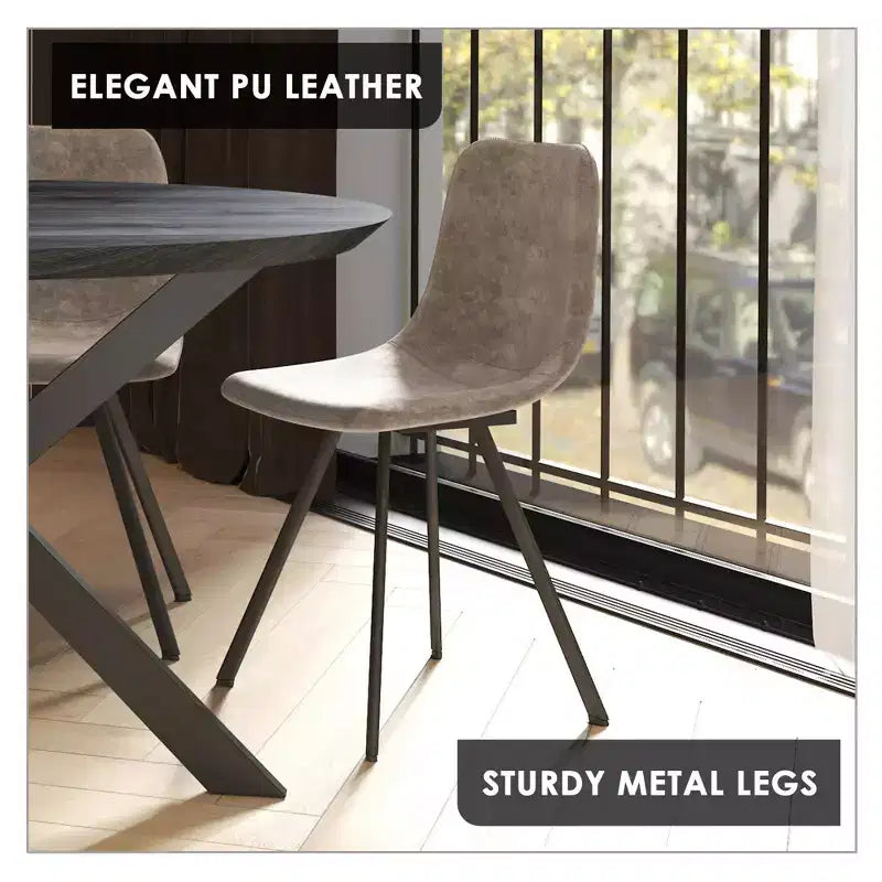 LeisureMod Markley, lot de 4 chaises de salle à manger modernes en cuir avec pieds en métal, assise rembourrée, design élégant pour cuisine, salle à manger, bureau ou salon
