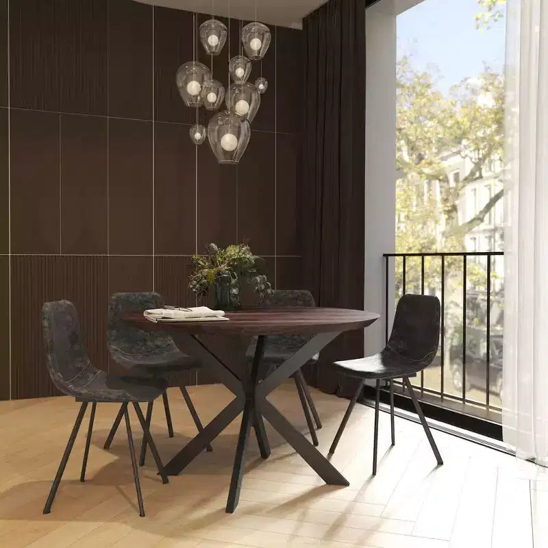 LeisureMod Markley, lot de 4 chaises de salle à manger modernes en cuir avec pieds en métal, assise rembourrée, design élégant pour cuisine, salle à manger, bureau ou salon